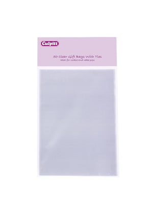 Small Clear Gift Bags with Ties - 50 Pack