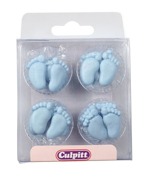 Blue Baby Feet Sugar Toppers - 12 pairs