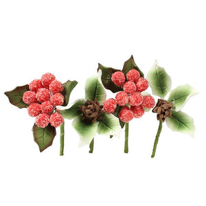 Frosted Berries and Pine Cones Mini Spray - 4 piece