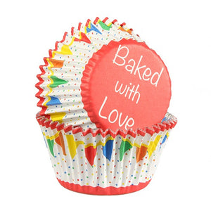 Bright Primary Multi Colour Bunting FOIL LINED Cake Cases - 24 pack