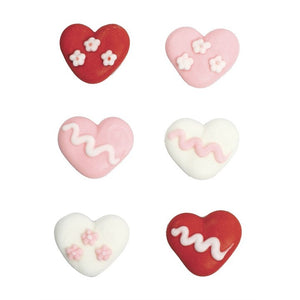 Assorted Sugar Heart Cake Toppers | 12 Pack
