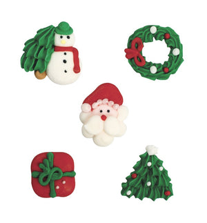 Assorted Christmas Design Sugar Toppers - 20 Pack