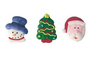 Christmas Santa, Snowman & Tree Sugar Toppers - 21 Pack