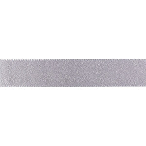 Double Faced Satin Ribbon - Silver Glitter 15mm x 1m