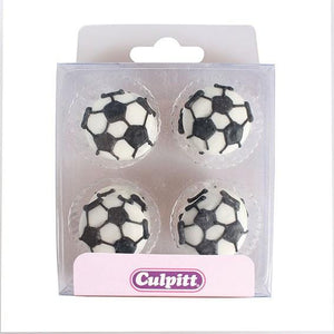 Football Sugar Cake Toppers - 12 Pack