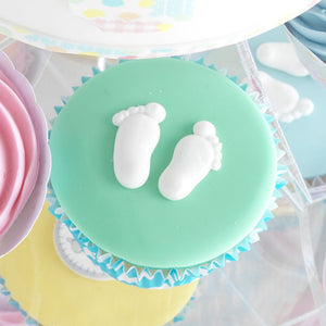 White Baby Feet Sugar Toppers - 12 Pairs