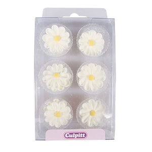 White Daisy Sugar Toppers - 12 Pack