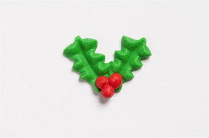 Christmas Holly & Berry Sugar Toppers - 20 Pack