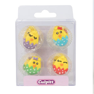 Cute Baby Chick Sugar Pipings - 12 Pack