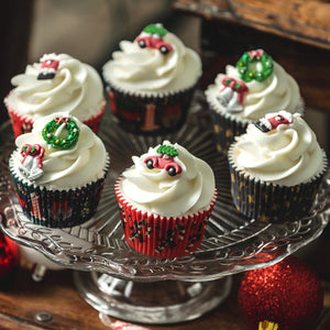 Christmas Gem Sugar Cake Toppers - 12 Handmade Cupcake Decorations