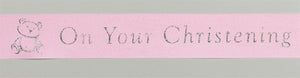 Pink Christening Ribbon - 24mm x 1m