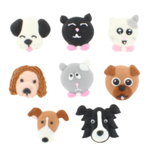 Cats and Dogs Handmade Cake Toppers - 8 Pack -  Cake Bling by StefChef