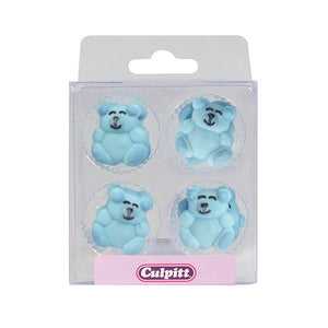 Blue Teddy Bear Cake Toppers - 12 Pack