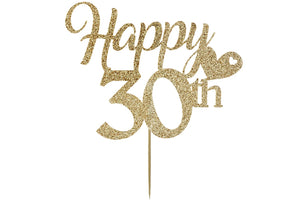 Happy 30th  - 30th Birthday Cake Topper Gold Cake Decoration