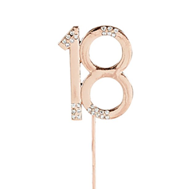 Rose Gold Rose Quartz Diamante '18' Topper