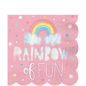 Large Paper Party Napkins 33cm - 16 pack : Magical Rainbow by Amscan