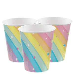 Paper Party Cups - 266ml - 8 pack : Magical Rainbow by Amscan