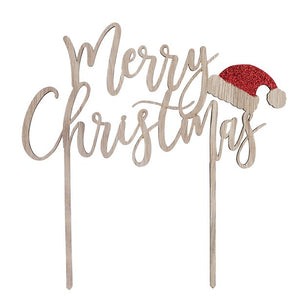 Merry Christmas Wooden Cake Topper from Club Green
