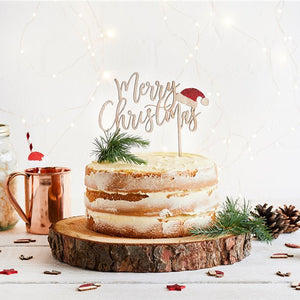 Merry Christmas Wooden Cake Topper from Club Green