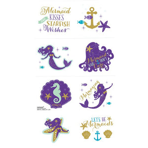 Mermaid Wishes Party - 8 Temporary Mermaid Tattoos