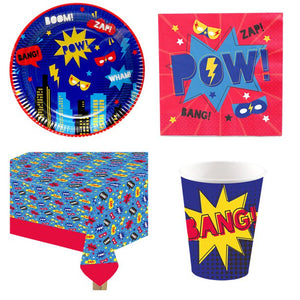 Superhero Birthday Party Tableware Table Supplies Party Pack for 8 Guests