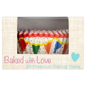 Bright Primary Multi Colour Bunting FOIL LINED Cake Cases - 24 pack