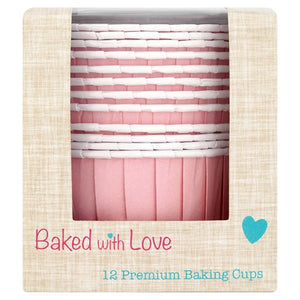Pink Baked with Love Baking Cups - Pack of 12