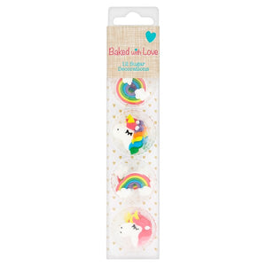 Baked With Love Unicorn & Rainbow Sugar Toppers - Pack of 12