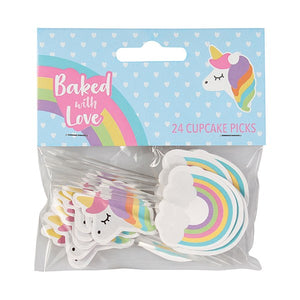 Unicorns and Rainbows Cupcake Picks - Baked with Love - 24 Pack