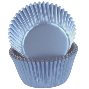 Ice Blue Metallic Foil Cupcake Cases Baking Cups - 50 PK