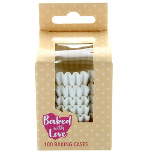 Baked With Love Mini White Greaseproof Baking Cases - 100 Pack
