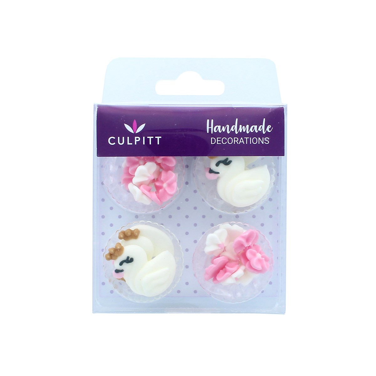 Swan & Blossom Sugar Cake Cupcake Decorations - 30 Pack