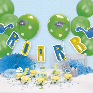 Roar Dinosaur Party Decorations Kit - Balloons Bunting Cake Toppers