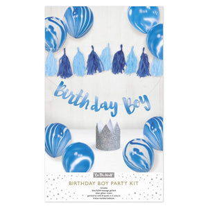 Birthday Boy Party Decorations Pack - Balloons, Bunting and Crowns