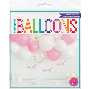 Pink Confetti Balloon Arch Kit with Gingham Bows