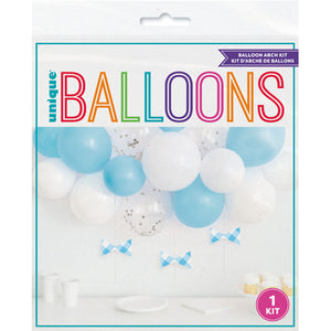 Blue Confetti Balloon Arch Kit with Gingham Bows