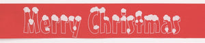 Red Merry Christmas Snowcaps Ribbon - 38mm x 1m