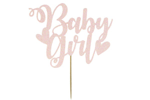 Baby Girl Cake Topper Christening Baby Shower - Pale Pink Glitter Cake Topper