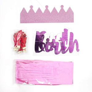 Birthday Girl Party Decorations Pack - Balloons, Bunting and Crowns