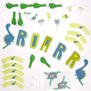 Roar Dinosaur Party Decorations Kit - Balloons Bunting Cake Toppers