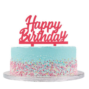 Happy Birthday Pink Cake Topper Pick - Cake Star