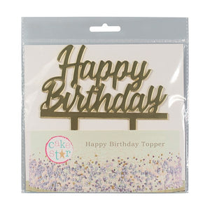 Happy Birthday Gold Cake Topper Pick - Cake Star