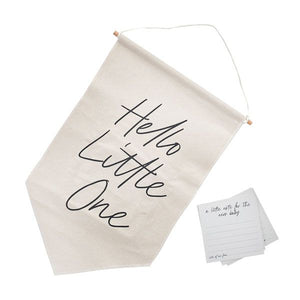 Hello Little One Canvas Sign with Notes by Hootyballoo
