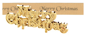 Gold Merry Christmas Satin Ribbon & Motto Set - 25mm x 1m