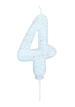 Age 4 Glitter Numeral Moulded Pick Candle White Iridescent