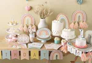 Boho Rainbow Birthday Party Deluxe Tableware Pack - For 8 Guests