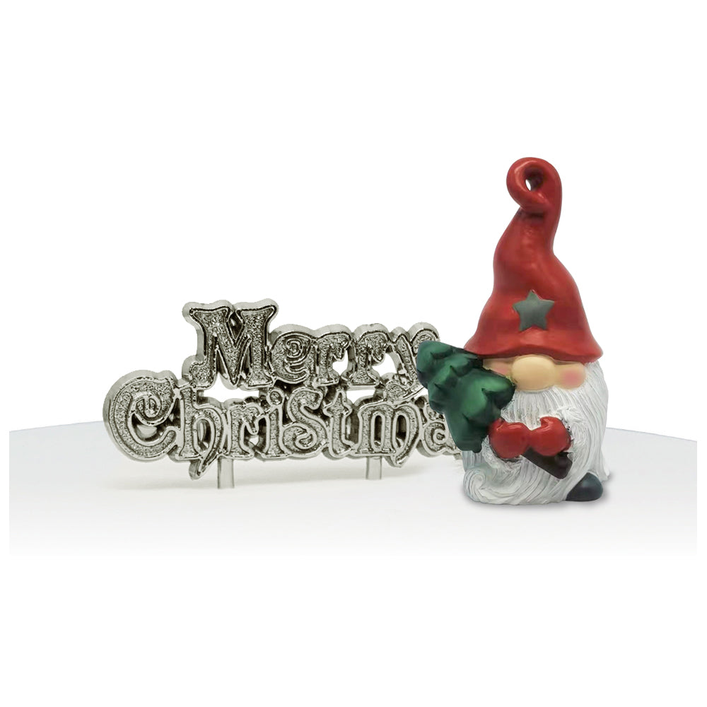 Christmas Gonk Cake Topper & Silver Merry Christmas Motto