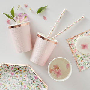 Rose Gold Spotty Paper Cups - 8 Pack