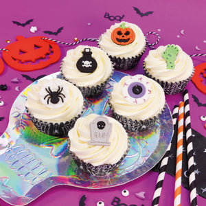 Edible Halloween Cupcake Decorations - 6 Handmade Toppers