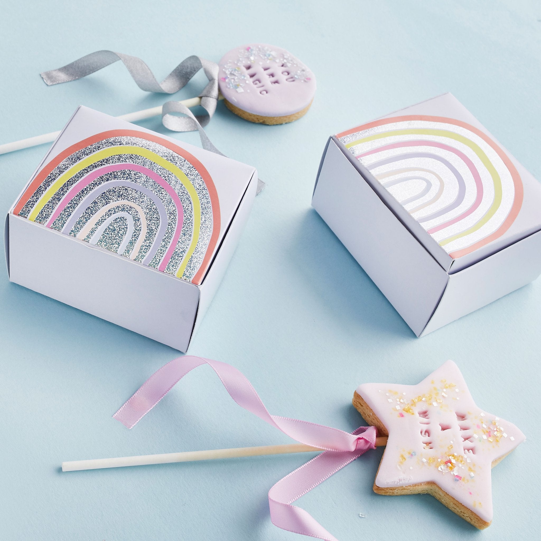 Rainbow Cake Favour Boxes by Hootyballoo